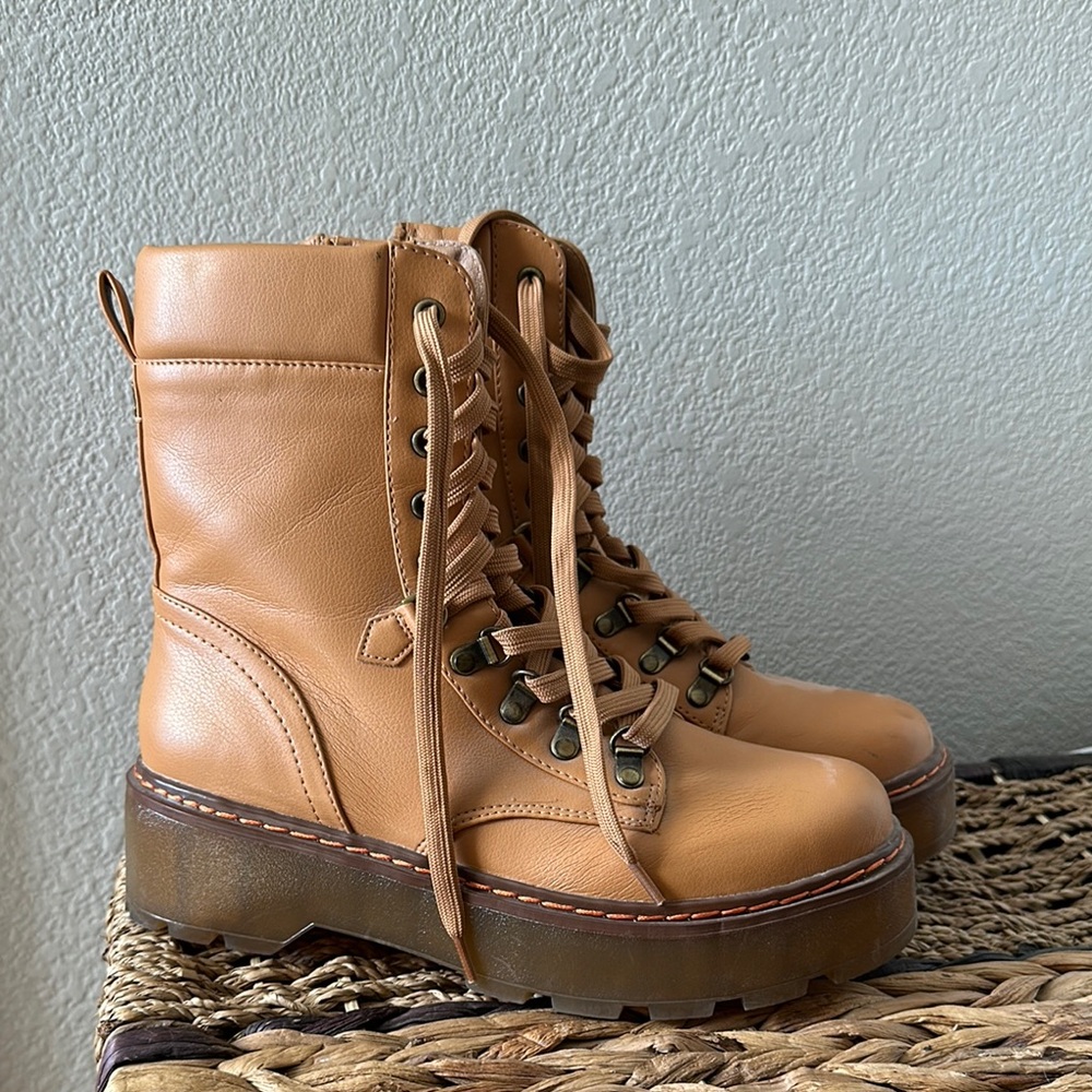Circus by Sam Edelman Tan Combat Boots